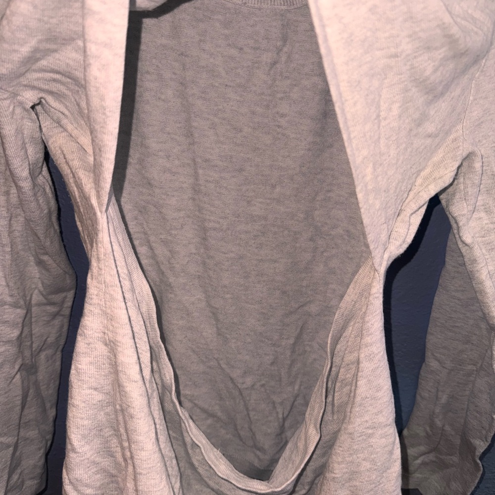 Fabletics Light Gray Crew Neck Top Open Back - image 5